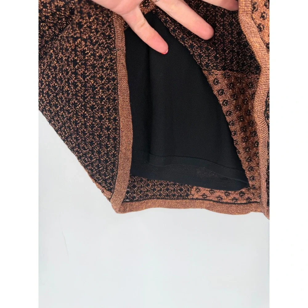 Rag & Bone Amanda Sweater‎ Womens Large Copper Metallic Knit Geometric Designer